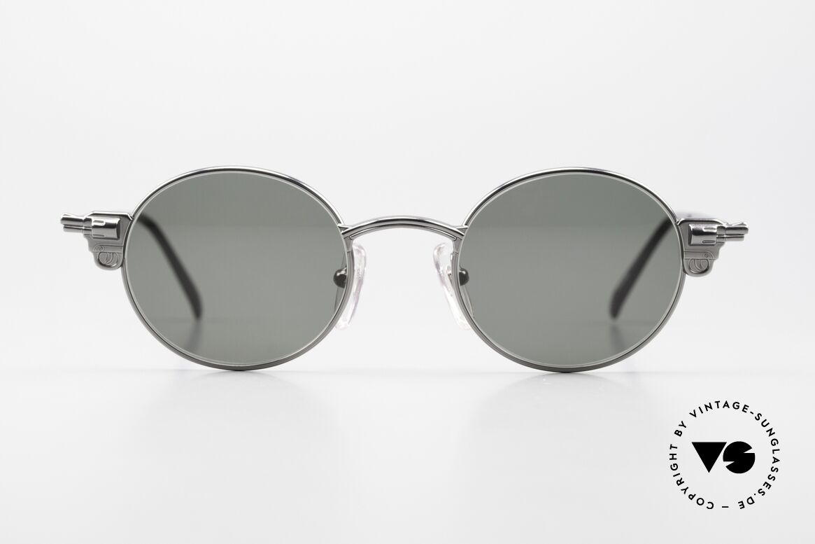 Jean Paul Gaultier 58-4174 Revolver Glasses Gun Shades, the hinges are shaped like a gun / pistol / revolver, Made for Men