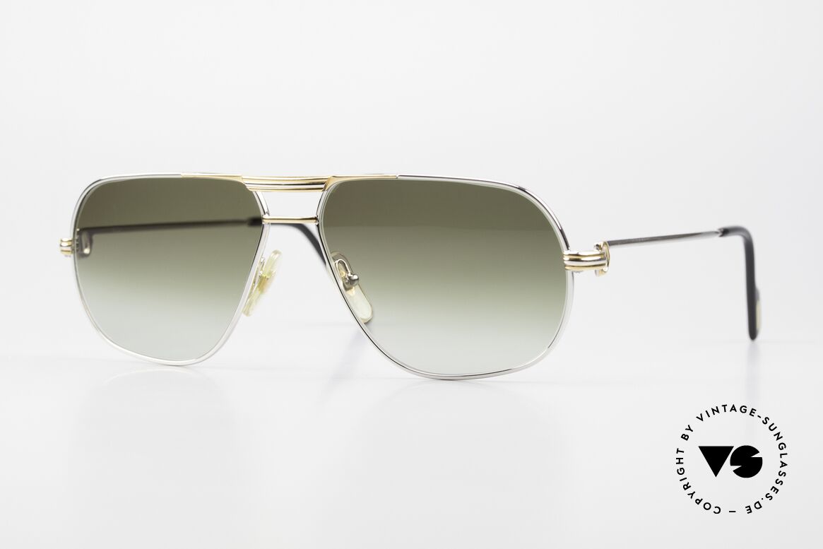 Cartier Tank - M Platinum Finish Green Lenses, orig. Cartier shades from 1988; MEDIUM size 59°14, 140, Made for Men