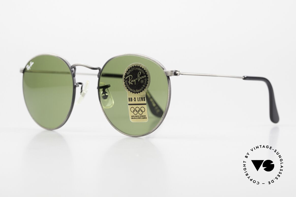Ray Ban Round Metal 49 Round Vintage Shades USA, legendary B&L mineral lenses (100% UV protection), Made for Men and Women
