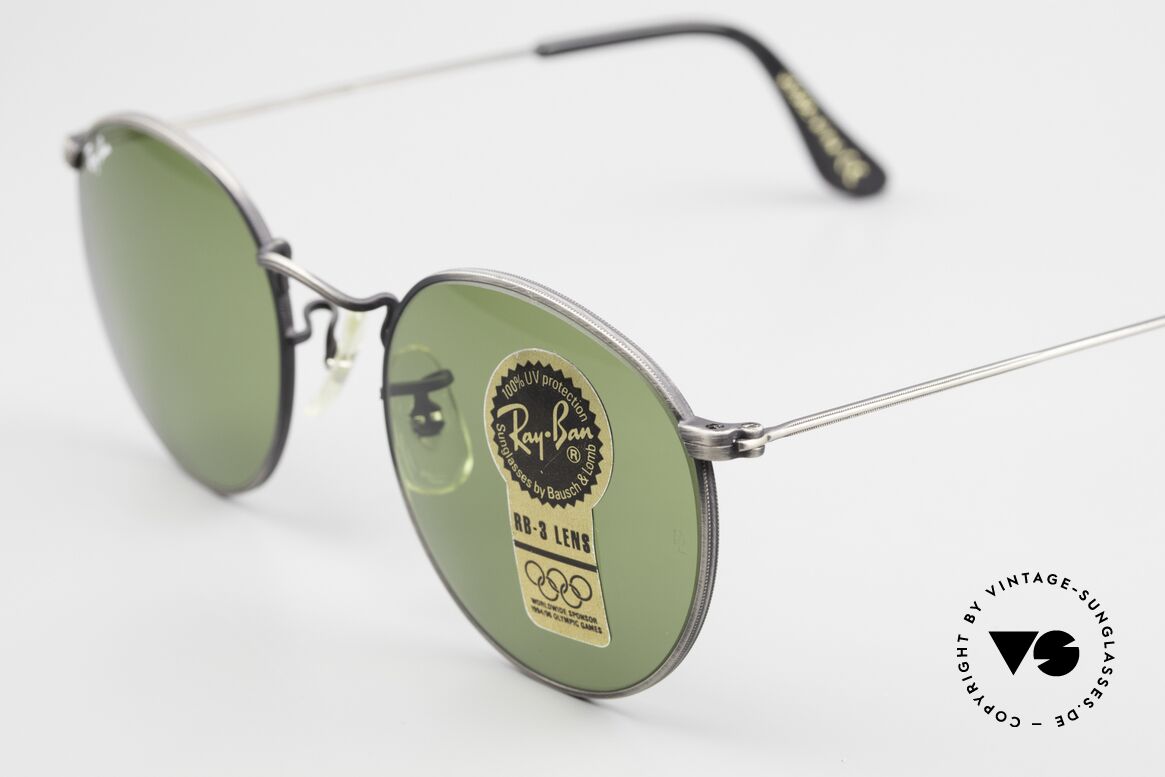 Ray Ban Round Metal 49 Round Vintage Shades USA, unworn Bausch&Lomb sunglasses + an old B&L case, Made for Men and Women