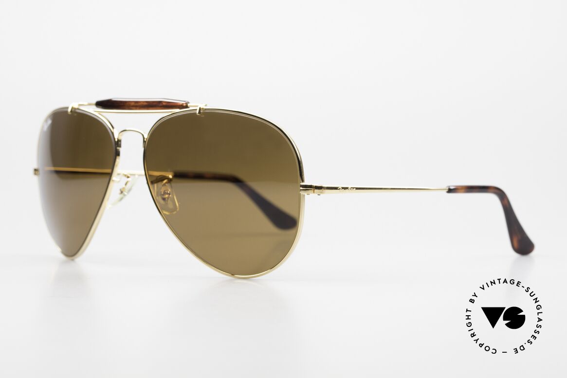 Ray Ban Outdoorsman II Tortuga Deep Groove Frame, 24kt GOLD-PLATED frame with Tortuga sweat bar, Made for Men