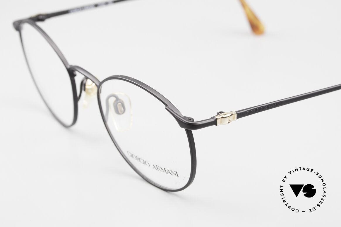 Giorgio Armani 132 Rare Old 90's Panto Eyeglasses, noble color combination: matt black / gold / tortoise, Made for Men