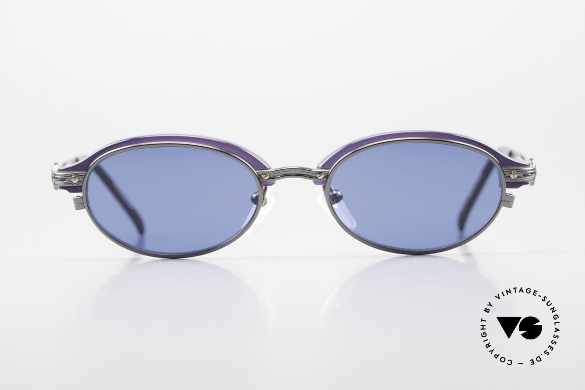 Jean Paul Gaultier 58-0004 Oval Designer Sunglasses, metal & plastic combination in purple/blue/titanium, Made for Men and Women