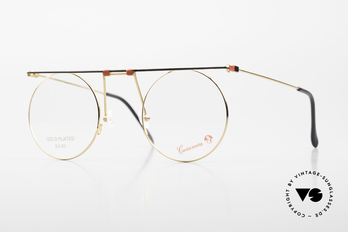 Casanova MTC 7 24kt Gold-Plated Art Frame, round Casanova art eyeglasses from the early 1990's, Made for Men and Women