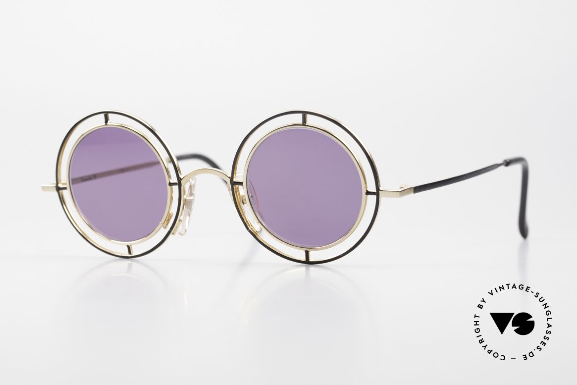 Casanova MTC 2 Round Frame 24kt Gold-Plated, round Casanova art sunglasses from the early 1990's, Made for Men and Women