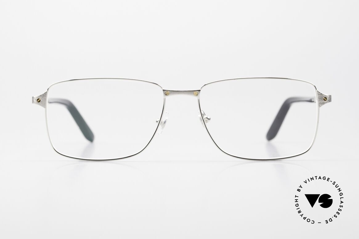 Cartier Core Range CT0040O Men's Luxury Glasses Square, model-number CT0040O, col. 005 (silver-black), Made for Men