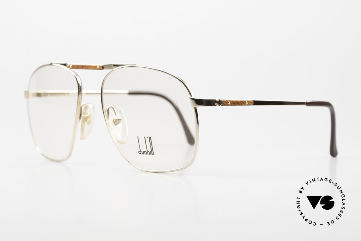 Dunhill 6046 80's Frame Leather Appliqué, gold-plated frame with discreet LEATHER appliqué, Made for Men