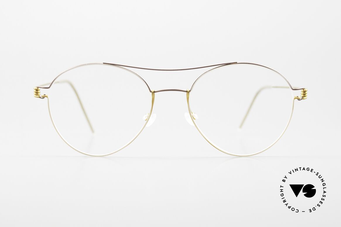 Lindberg Nomi Air Titan Rim Fancy Titanium Frame Women, model Nomi, size 49-17; col. 35 = dark brown / mustard, Made for Women