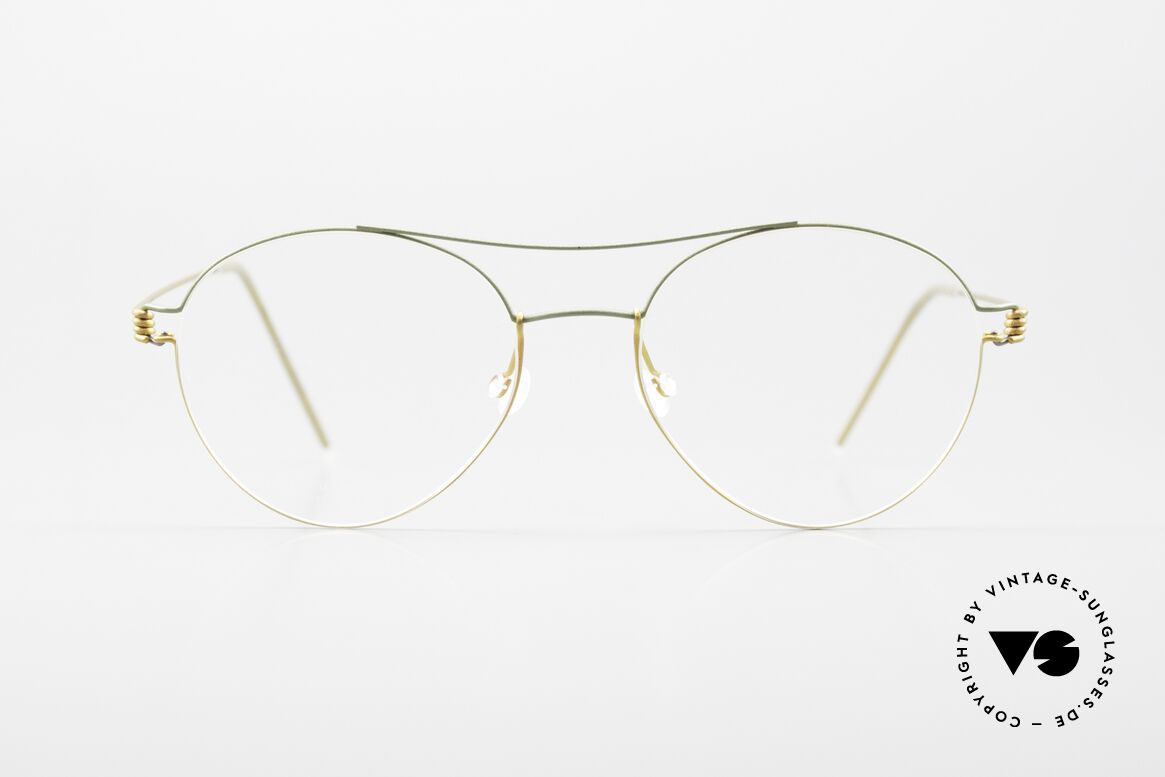Lindberg Nomi 49 Air Titan Rim Fancy Ladies Frame Titanium, model Nomi, size 49-17; color 35 = fir green / mustard, Made for Women