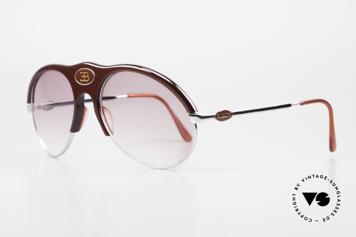 Bugatti 64902 Rare 1970's Luxury Shades, LARGE frame (58 size) with central red Bugatti logo, Made for Men
