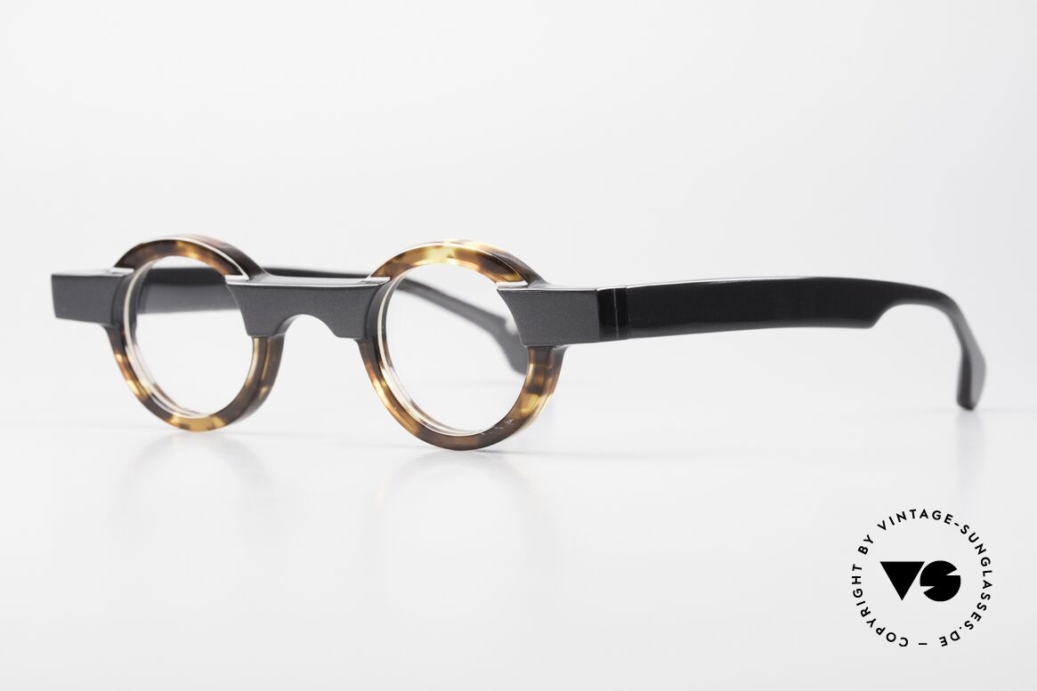 Theo Belgium Porthos Acetate Frame Ladies & Gents, nevertheless timeless; (black & tortoise coloring), Made for Men and Women