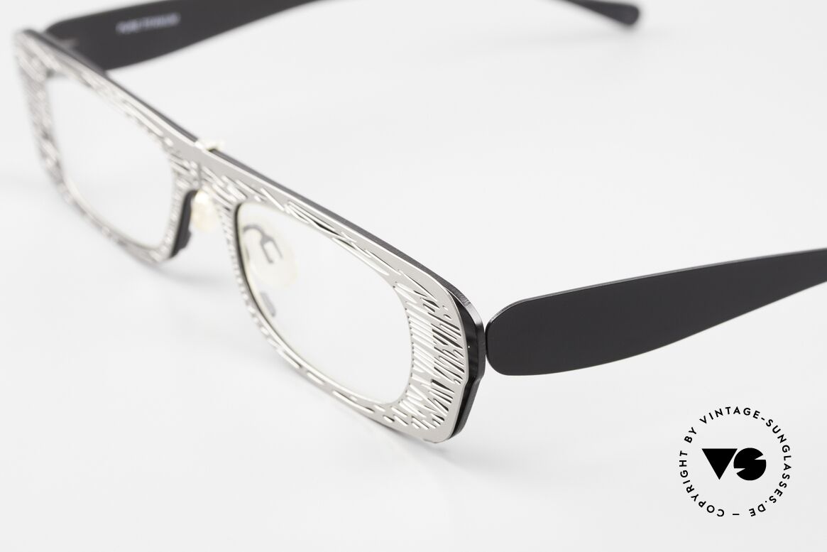 Theo Belgium Eye-Witness PJ Clip-On Front Titan Frame, classic black titanium frame with clip-on front in silver, Made for Women
