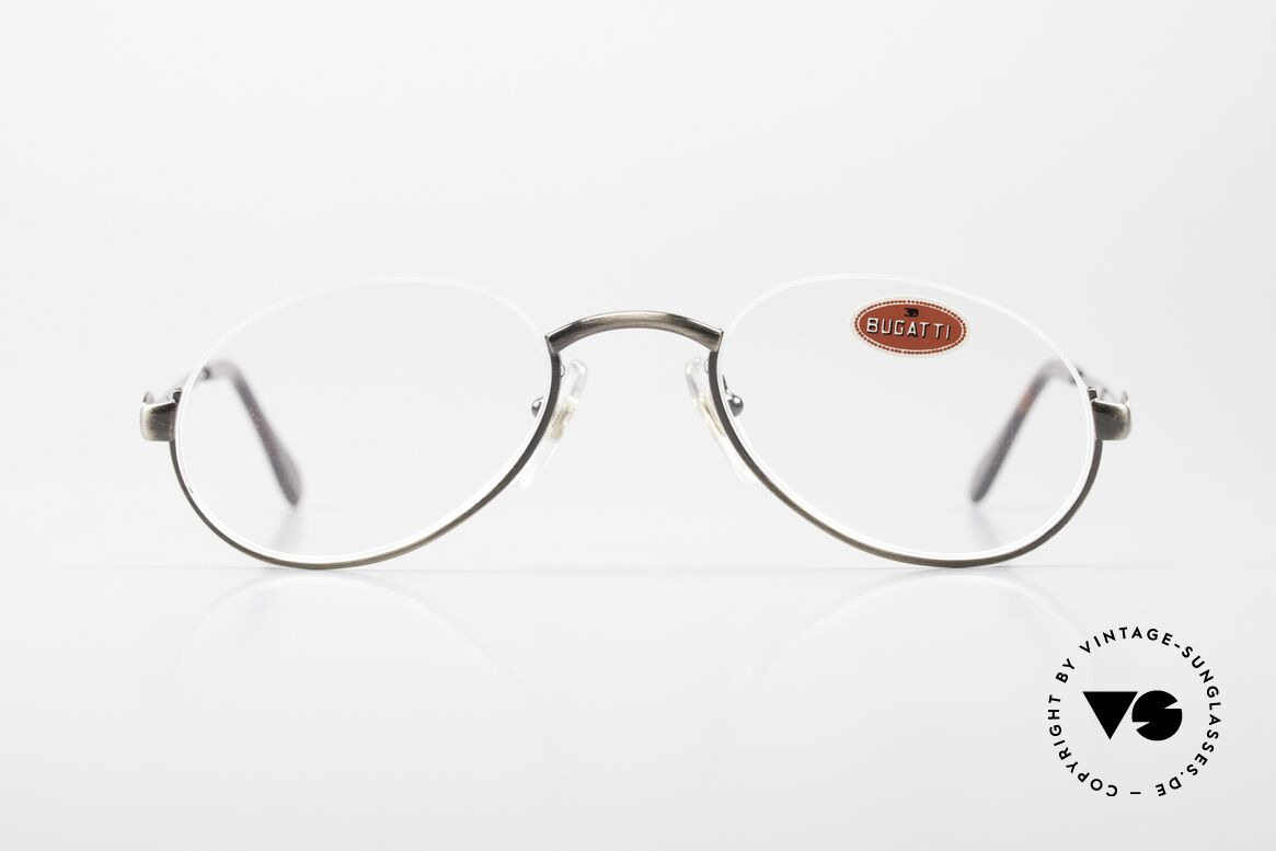 Bugatti 06423 Original 90's Vintage Frame, half rimless = lightweight and very pleasant to wear, Made for Men and Women