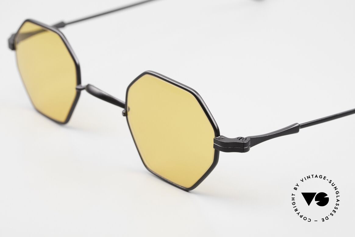 Lunor II 11 Rare Luxury Shades 90'S, classic black frame finish with orange tinted sun lenses, Made for Men and Women