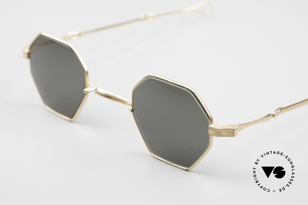 Lunor I 11 Telescopic Gold Plated Luxury Frame, 22ct GOLD-PLATED frame with dark green sun lenses, Made for Men and Women
