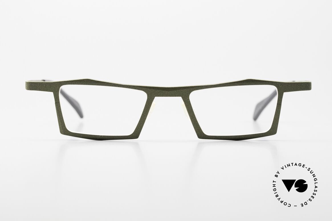 Theo Belgium Roubaix Dark Green Metallic 2010, striking square vintage eyeglasses in size 43/21, Made for Men and Women