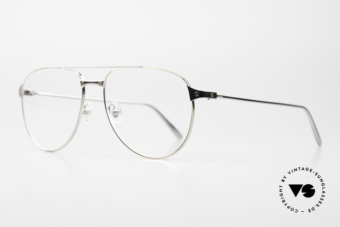 Cartier Santos De Cartier Luxury Specs Pilot Style, smooth champagne golden & ruthenium finish, Made for Men
