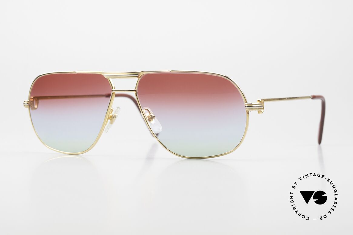 Cartier Tank - M 22ct Gold-Plated Tricolored, orig. Cartier shades from 1988; MEDIUM size 59°14, 140, Made for Men