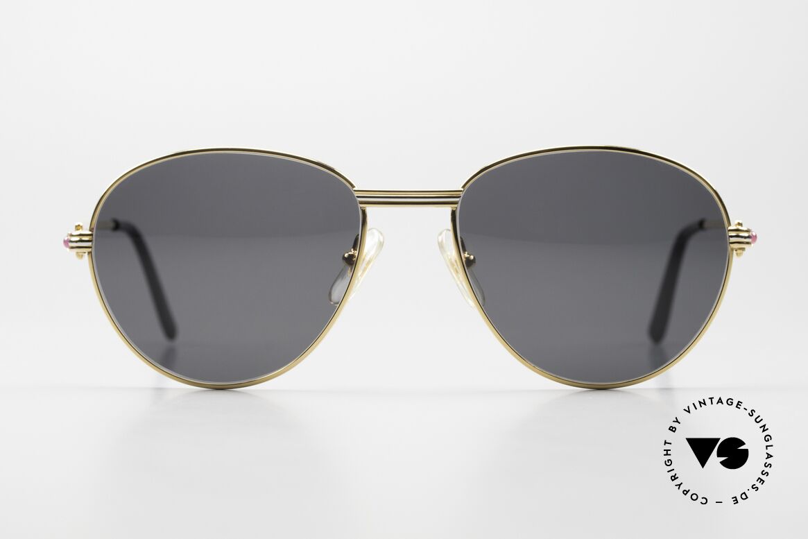 Cartier S Rubis 0,34 ct - M Real Rubies Sunglasses 1980's, round Cartier designer shades Deluxe; size 55°18, Made for Women Cartier S Rubis 0,34 ct - M Real Rubies Sunglasses 1980's, round Cartier designer shades Deluxe; size 55°18, Made for Women
