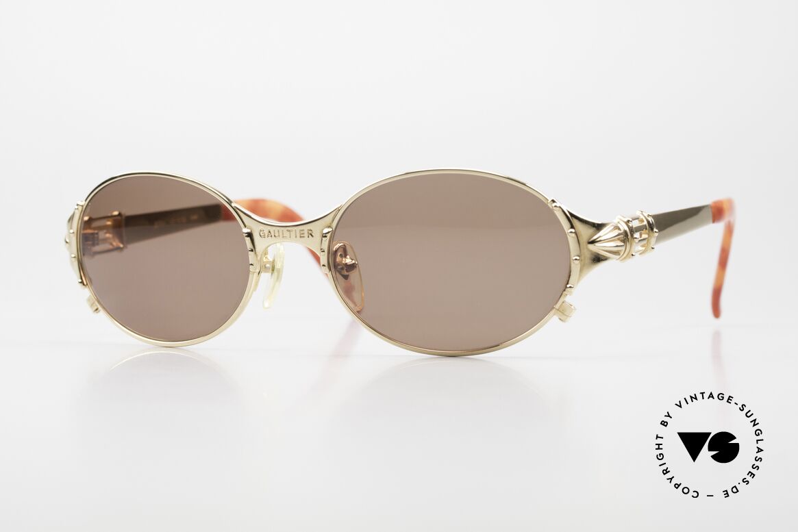 Jean Paul Gaultier 56-5106 90's Sunglasses Gold-Plated, vintage 1990's designer sunglasses by J.P. Gaultier, Made for Men and Women