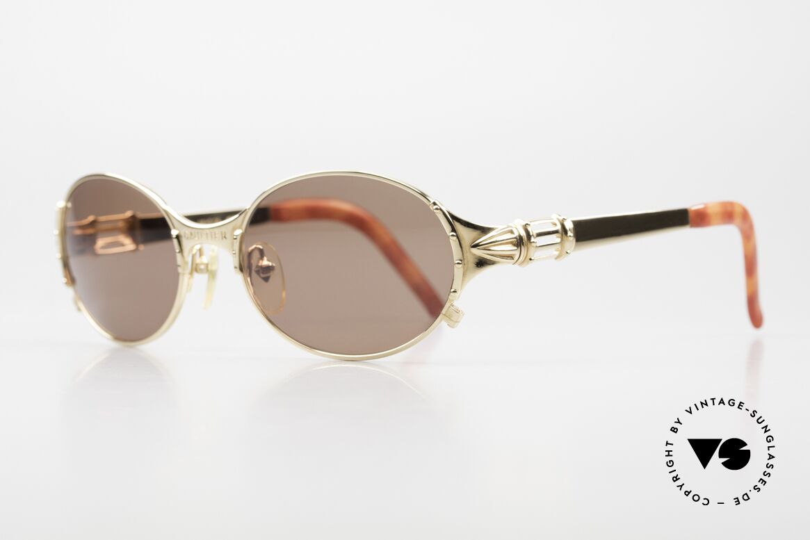 Jean Paul Gaultier 56-5106 90's Sunglasses Gold-Plated, 22ct GOLD-PLATED frame & solid brown sun lenses, Made for Men and Women