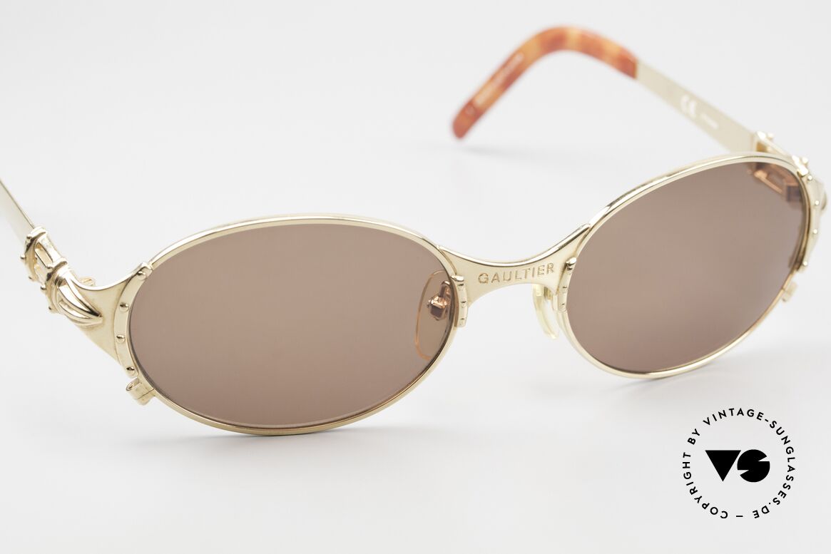 Jean Paul Gaultier 56-5106 90's Sunglasses Gold-Plated, unworn rarity (incl. orig. JPG designer metal case), Made for Men and Women