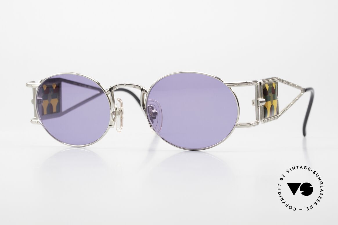 Jean Paul Gaultier 56-4672 Artful JPG Sunglasses Oval, Gaultier sunglasses with glass painting - mosaic, Made for Men and Women