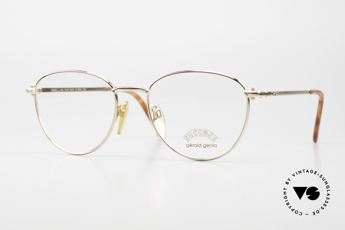 Gerald Genta Success 02 Gold Plated 55mm Size Frame, noble 1990's unisex Panto eyeglasses by Gérald Genta, Made for Men and Women