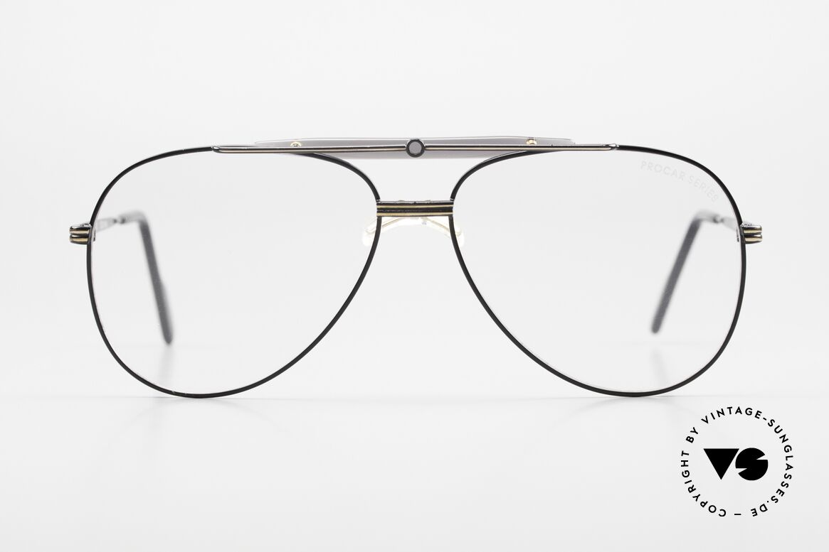 Alpina PCF 250 Sporty 90's Aviator Glasses, black-gold aviator frame in large size 58/14, 140, Made for Men