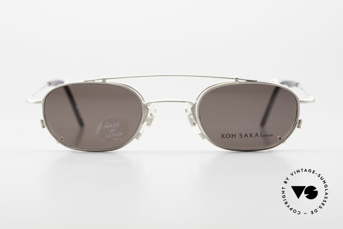 Koh Sakai KS9716 90's Clip On Frame Unisex, size 44-21 with practical Clip-On (100% UV protection), Made for Men and Women