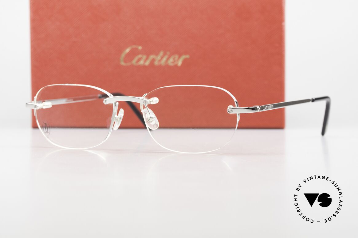 Cartier T-Eye Rimless Platinum-Plated Glasses, Size: medium, Made for Men and Women