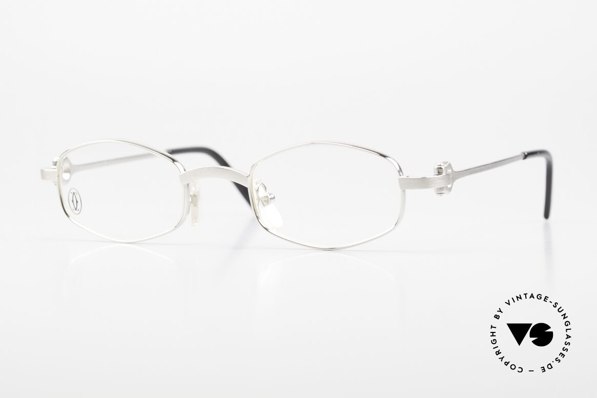 Cartier Ginger 90s Frame Brushed Platinum, rare CARTIER vintage luxury eyeglasses from 1999, Made for Men and Women