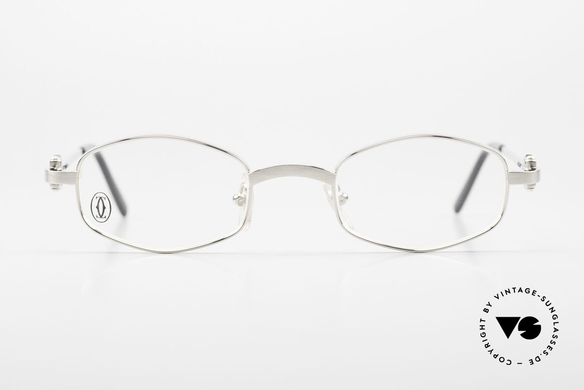 Cartier Ginger 90s Frame Brushed Platinum, precious & interesting design, in SMALL size 45°21, Made for Men and Women