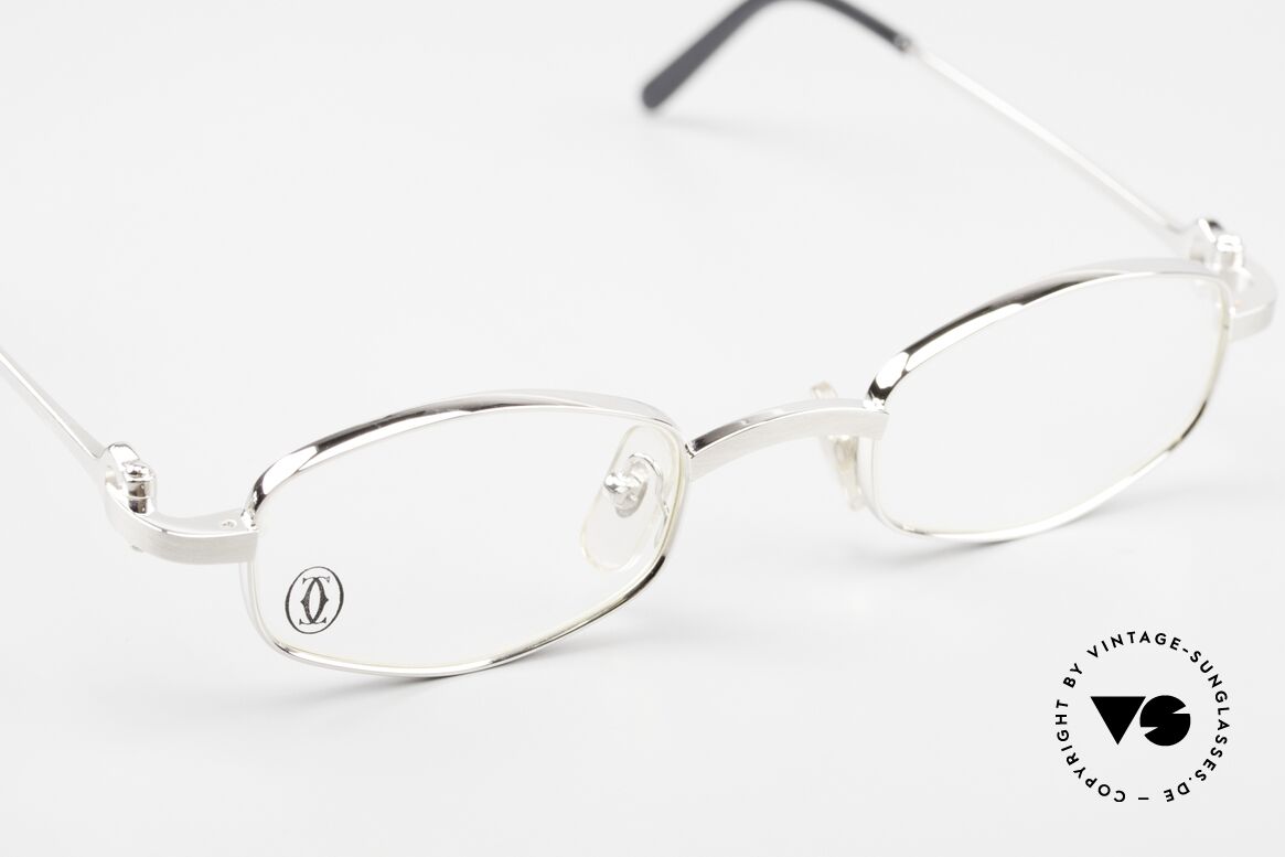 Cartier Ginger 90s Frame Brushed Platinum, unworn rarity with full original Cartier packaging, Made for Men and Women