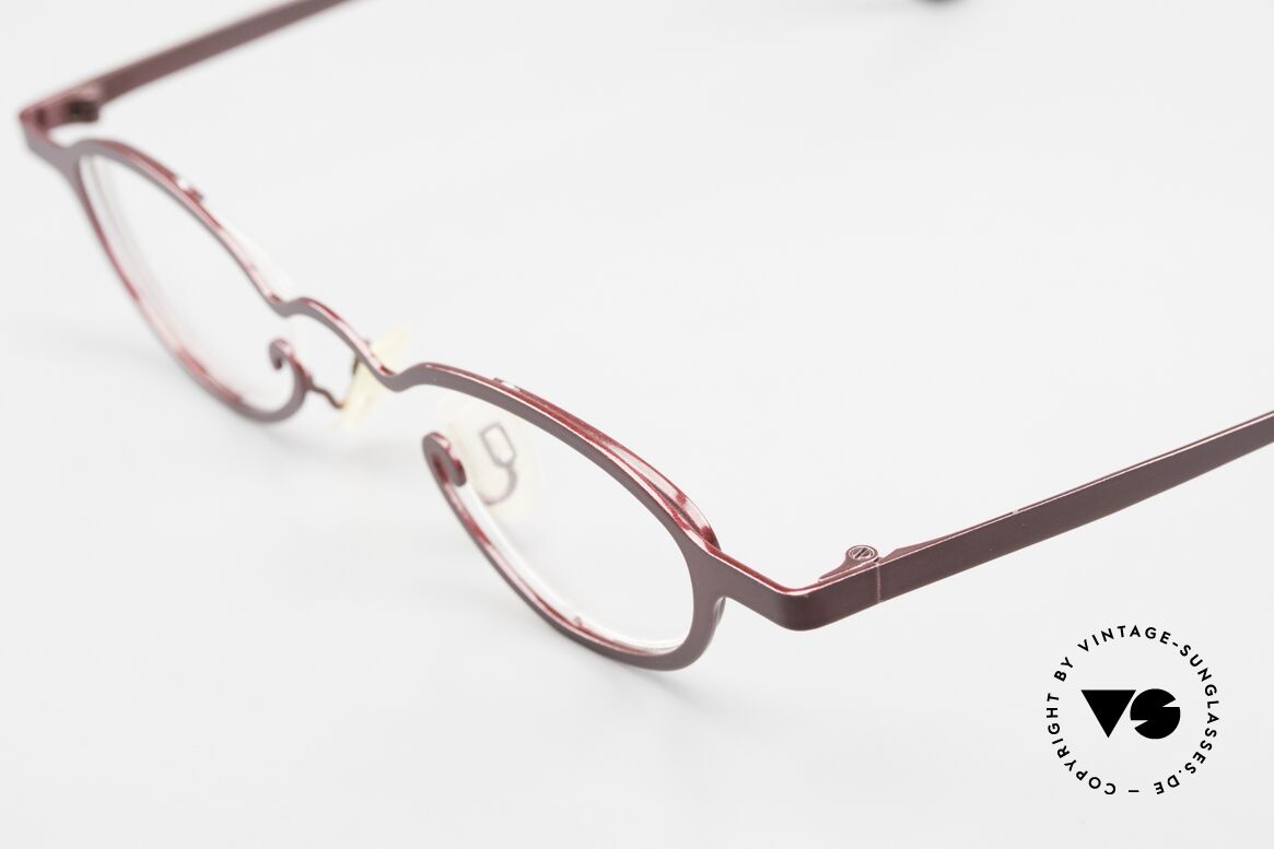 Theo Belgium Pipo Beautiful Ladies Eyeglasses, very noble frame finish: ruby-colored metallic, Made for Women