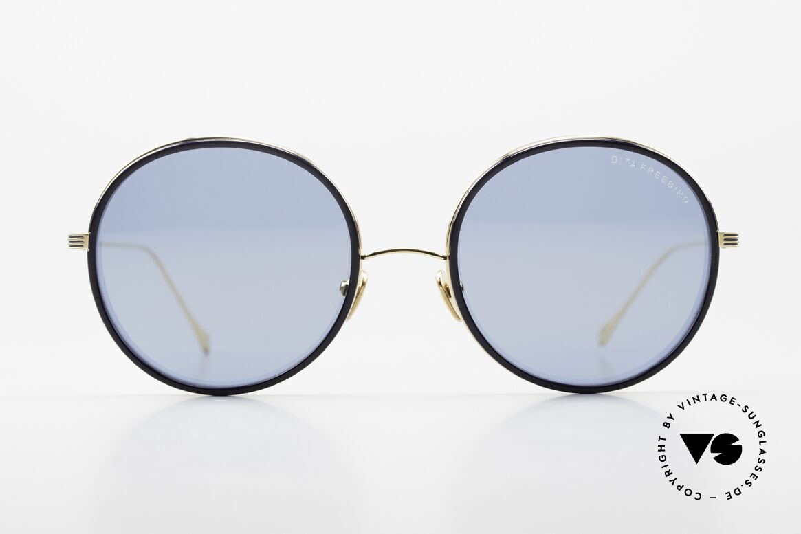 DITA Freebird D Women's Sunglasses Round, DITA Freebird-D, in navy-blue/gold, size 54-19, 140, Made for Women