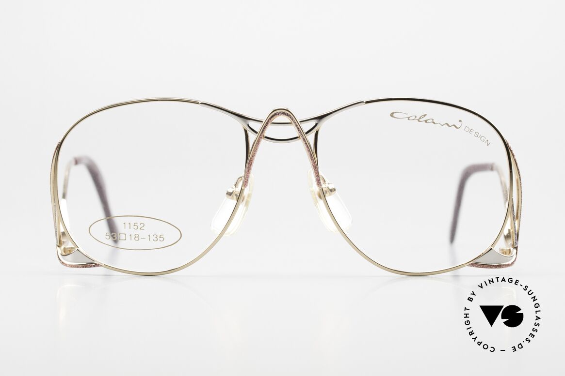 Colani 1152 Gold Silver Pink Glitter Effect, Luigi Colani eyeglasses, model 1152 from the 80's, Made for Women