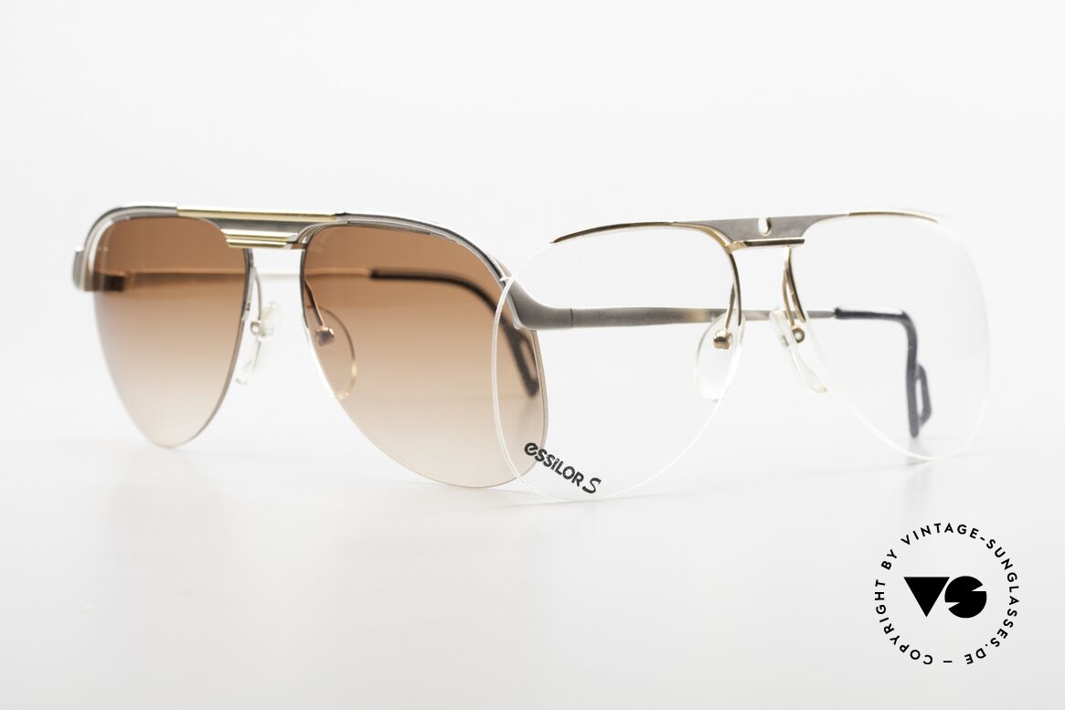 Essilor 2374 2in1 Shades Nylor Aviator, with two different frame fronts; ingenious flexible use, Made for Men