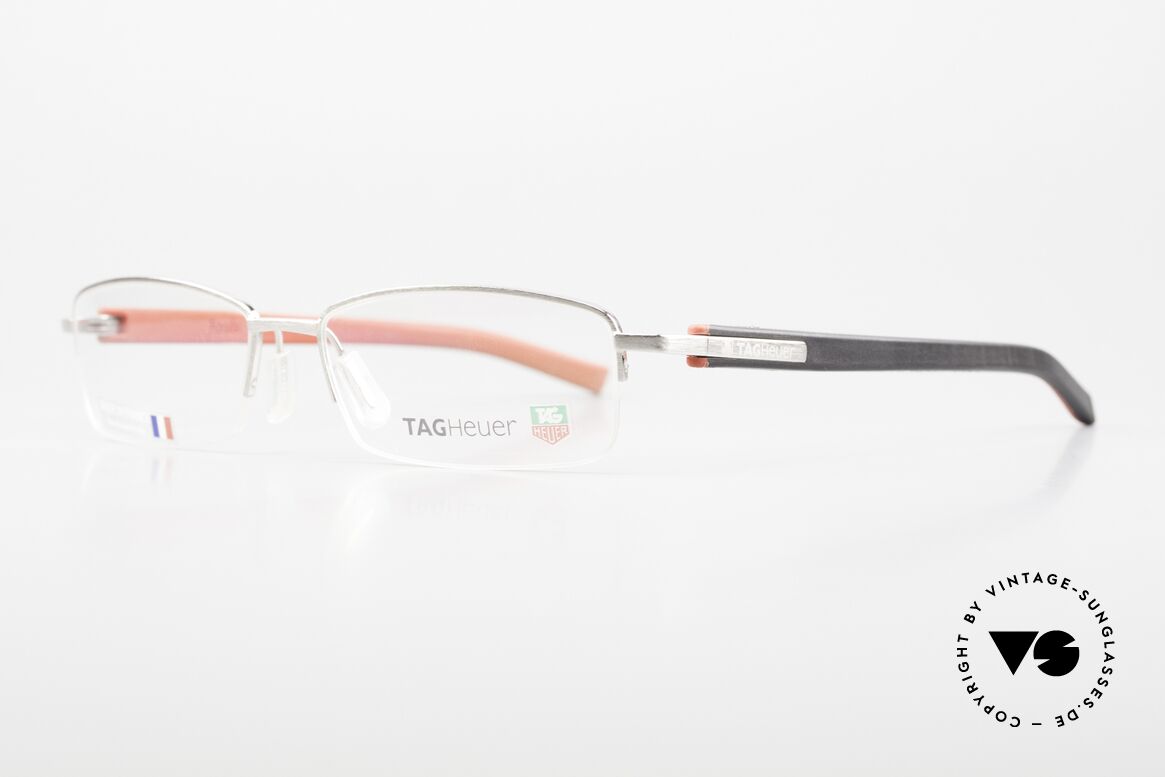 Tag Heuer 8209 Trends Sporty Semi Rimless Glasses, platinum-plated front & red-black colored temples, Made for Men