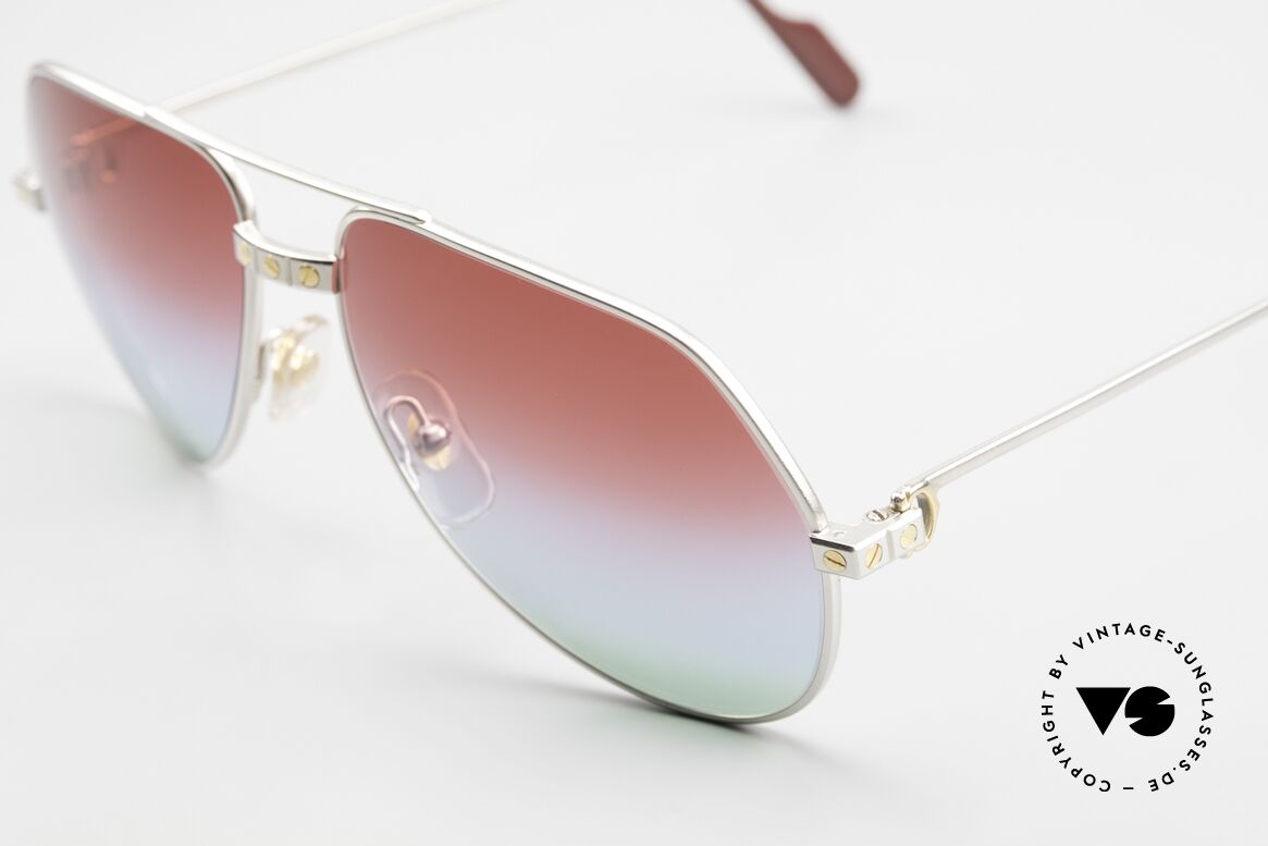 Cartier Vendome Santos - M Palladium Finish Polar Lights, unique triple gradient sun lenses: bordeaux polar lights, Made for Men and Women