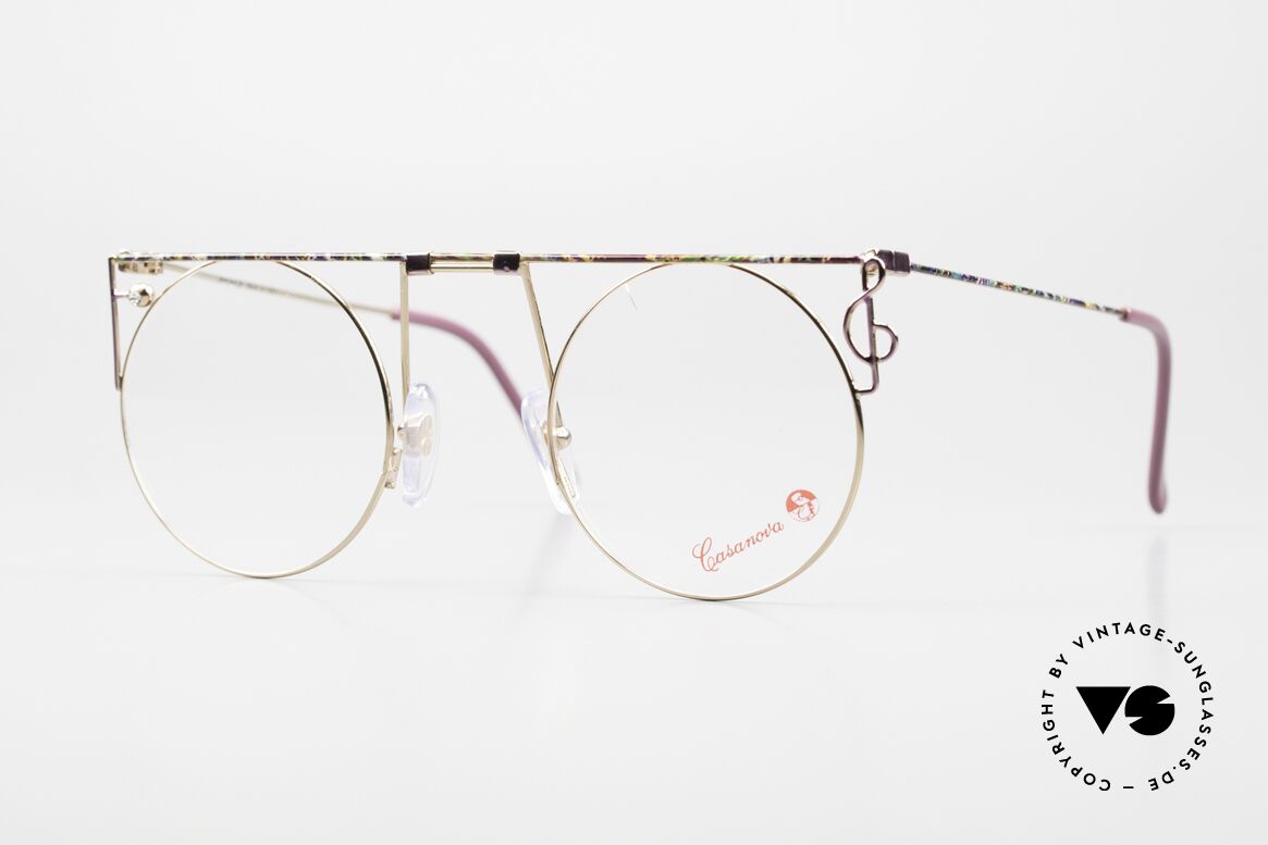 Casanova MTC 8 With Glittering Rhinestone, round Casanova art eyeglasses from the early 1990's, Made for Women
