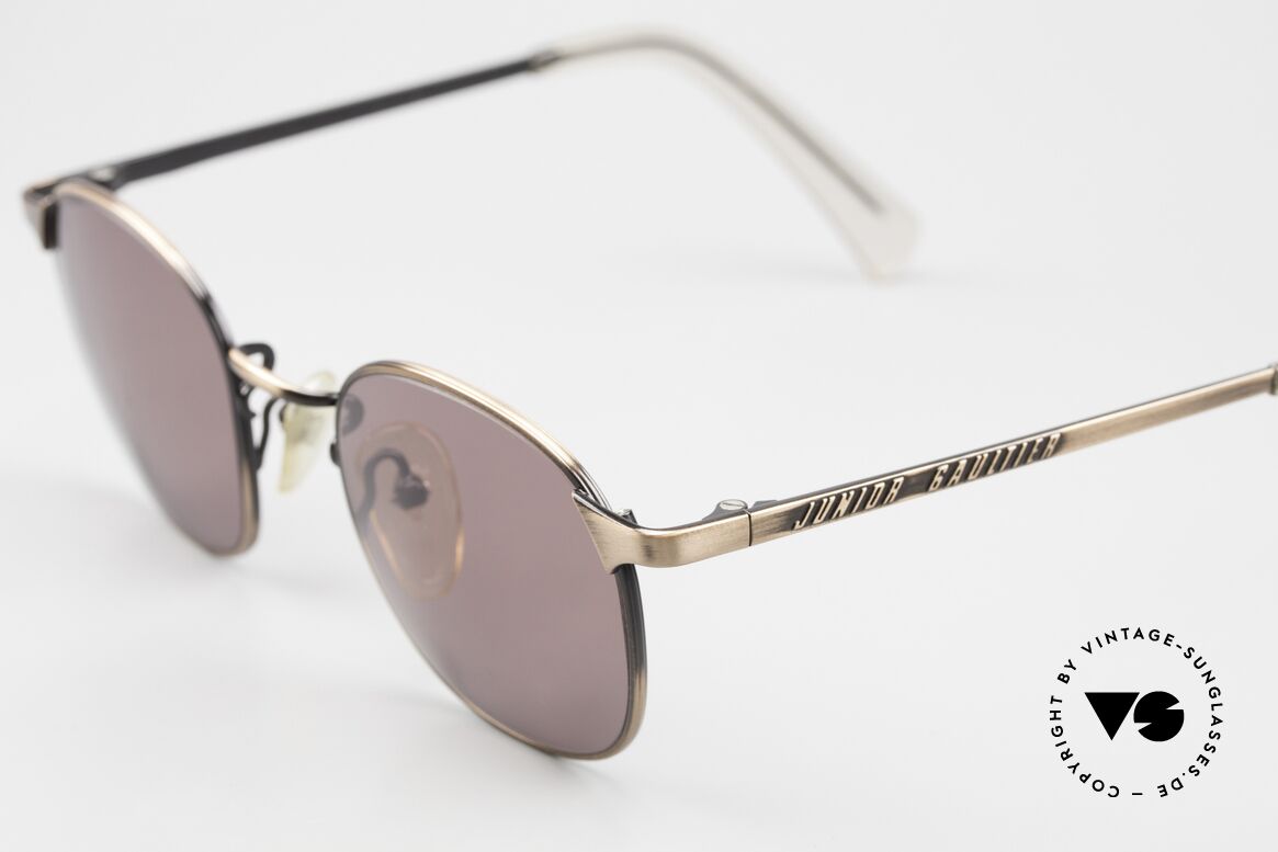 Jean Paul Gaultier 57-0172 90s Designer Sunglasses, really extraordinary frame finish in antique-bronze, Made for Men