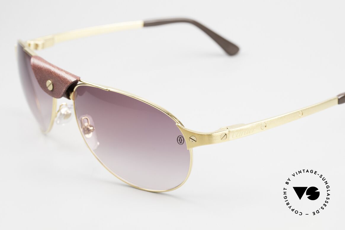 Cartier Santos Dumont Gold Bordeaux-Gradient, with famous leather bridge & flexible spring hinges, Made for Men