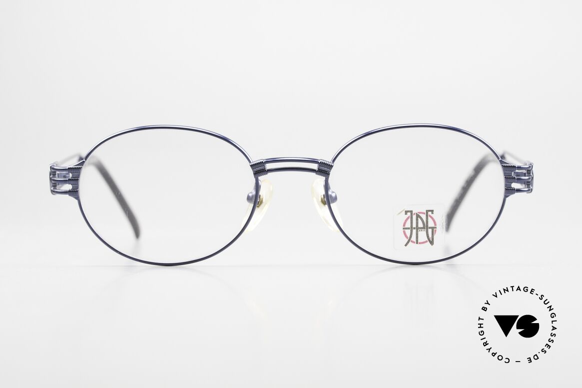 Jean Paul Gaultier 57-5107 90's Frame Blue Metallic, expressive vintage 90's eyeglasses by GAULTIER, Made for Men and Women