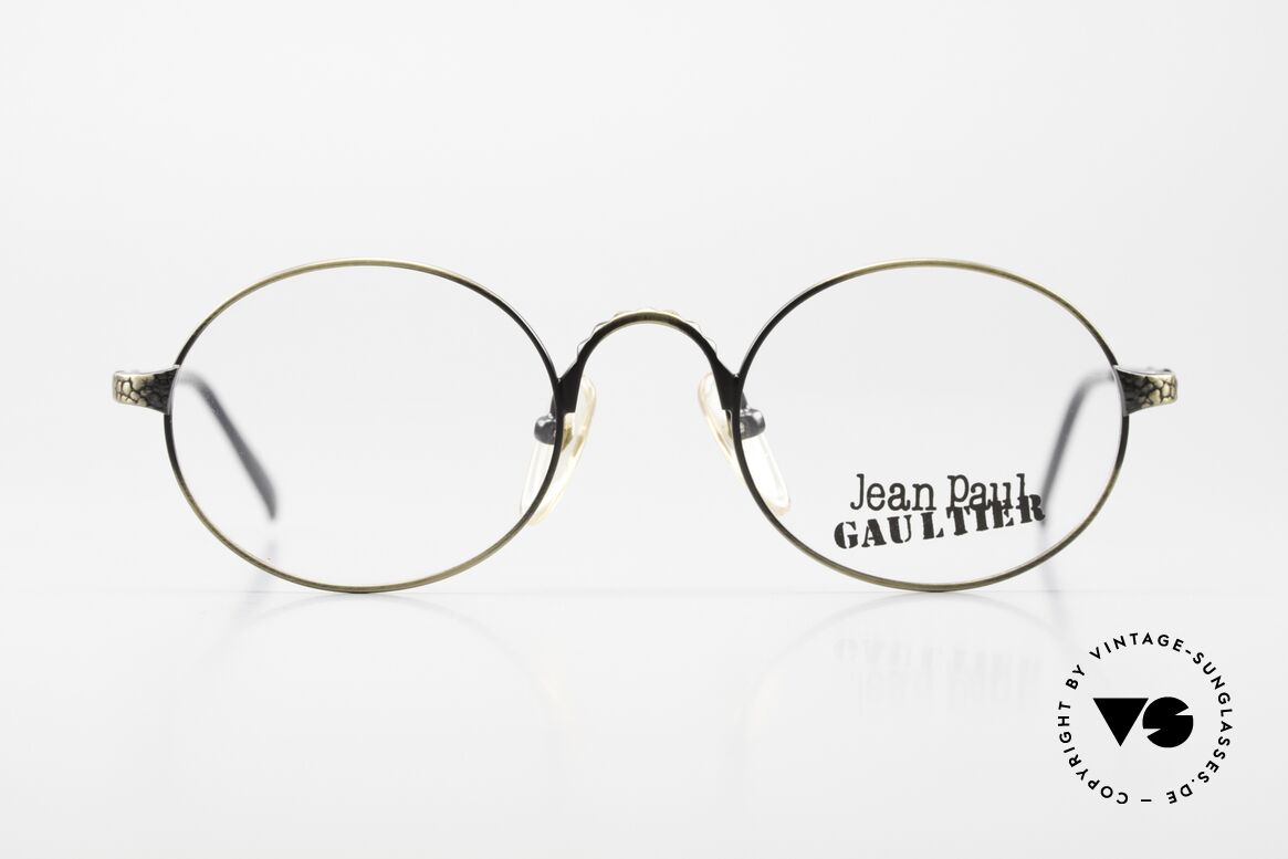 Jean Paul Gaultier 55-9672 Oval 1990's JPG Eyeglasses, high-end metal frame with costly engravings, Made for Men and Women