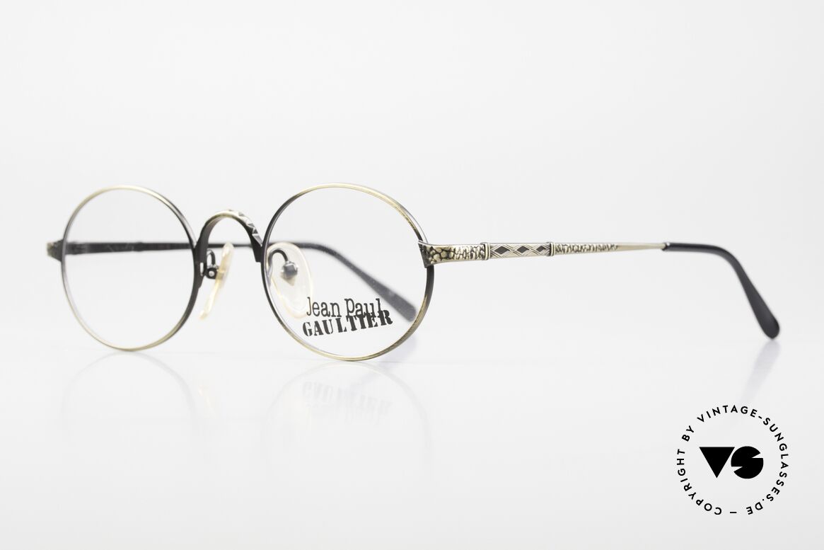 Jean Paul Gaultier 55-9672 Oval 1990's JPG Eyeglasses, 'smoke gold' finish & with orig. DEMO lenses, Made for Men and Women