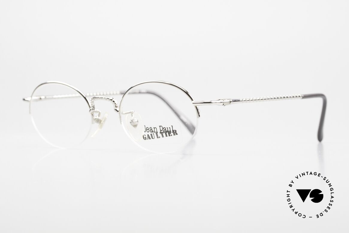 Jean Paul Gaultier 55-7104 Small Oval Glasses 90's, lightweight and very comfortable (semi rimless), Made for Men and Women