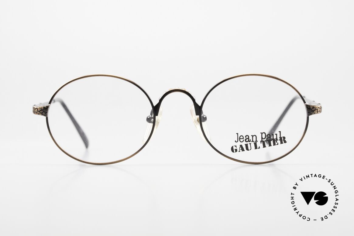 Jean Paul Gaultier 55-9672 Rare Vintage Designer Frame, high-end metal frame with costly engravings, Made for Men and Women