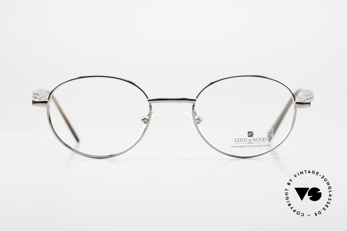 Gold & Wood 409 Luxury Wooden Specs Round, oval wooden eyeglasses; costly platinum-plated, Made for Men and Women