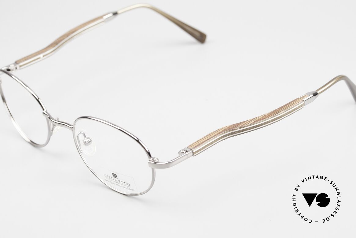 Gold & Wood 409 Luxury Wooden Specs Round, classic unisex model with flexible spring hinges, Made for Men and Women